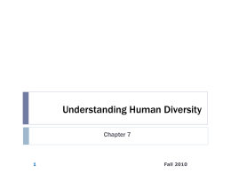 Understanding Human Diversity Chapter 7 Fall 2010 1