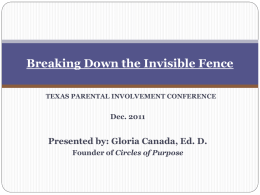 Breaking Down the Invisible Fence Presented by: Gloria Canada, Ed. D.