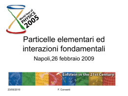 Particelle elementari ed interazioni fondamentali Napoli,26 febbraio 2009 23/05/2016