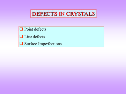 DEFECTS IN CRYSTALS  Point defects Line defects
