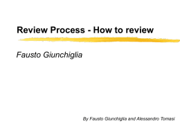 Review Process - How to review Fausto Giunchiglia