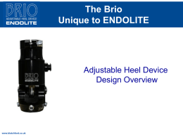 The Brio Unique to ENDOLITE Adjustable Heel Device Design Overview