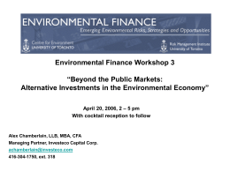 Environmental Finance Workshop 3 “Beyond the Public Markets: