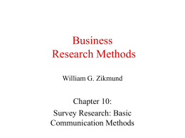 Business Research Methods Chapter 10: Survey Research: Basic