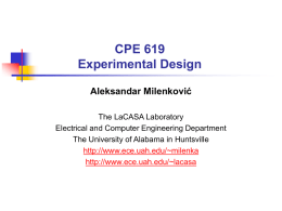 CPE 619 Experimental Design Aleksandar Milenković