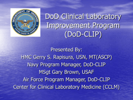 DoD Clinical Laboratory Improvement Program (DoD-CLIP)