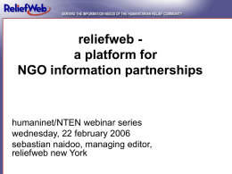reliefweb - a platform for NGO information partnerships