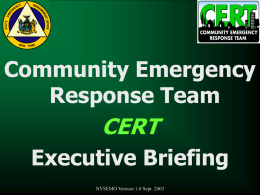 CERT Community Emergency Response Team Executive Briefing