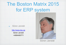 The Boston Matrix 2015 for ERP system Sören Janstål