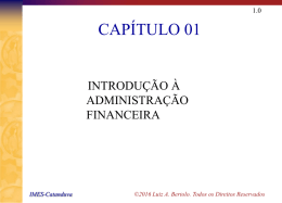 CAPÍTULO 01 INTRODUÇÃO À ADMINISTRAÇÃO FINANCEIRA