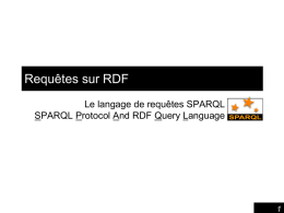 Requêtes sur RDF Le langage de requêtes SPARQL 1