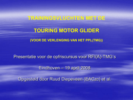 TRAININGSVLUCHTEN MET DE TOURING MOTOR GLIDER