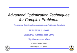 Advanced Optimization Techniques for Complex Problems TRACER:ULL - 2003