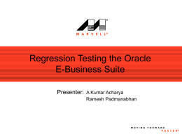 Regression Testing the Oracle E-Business Suite Presenter: A Kumar Acharya