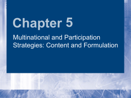 Chapter 5 Multinational and Participation Strategies: Content and Formulation