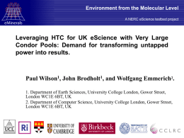 Leveraging HTC for UK eScience with Very Large power into results.