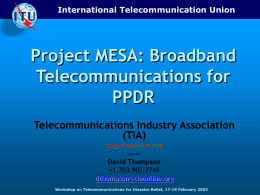 Project MESA: Broadband Telecommunications for PPDR Telecommunications Industry Association