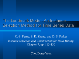 The Landmark Model: An Instance Selection Method for Time Series Data