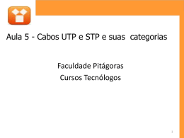 Aula 5 - Cabos UTP e STP e suas ... Faculdade Pitágoras Cursos Tecnólogos 1
