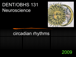 circadian rhythms DENT/OBHS 131 Neuroscience 2009