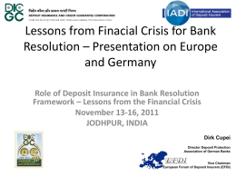 Lessons from Finacial Crisis for Bank Resolution – Presentation on Europe