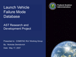 Launch Vehicle Failure Mode Database AST Research and