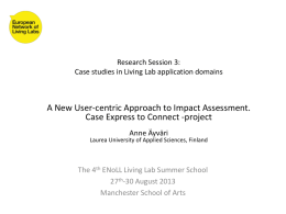 A New User-centric Approach to Impact Assessment. Research Session 3: