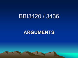 BBI3420 / 3436 ARGUMENTS