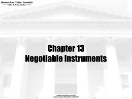 Chapter 13 Negotiable Instruments