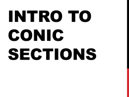 INTRO TO CONIC SECTIONS