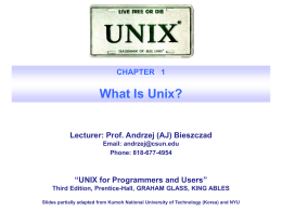 What Is Unix? CHAPTER   1 Lecturer: Prof. Andrzej (AJ) Bieszczad