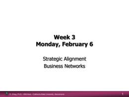 Week 3 Monday, February 6 Strategic Alignment Business Networks