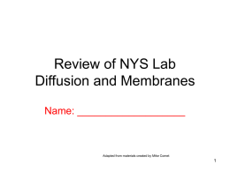 Review of NYS Lab Diffusion and Membranes Name: ___________________ 1