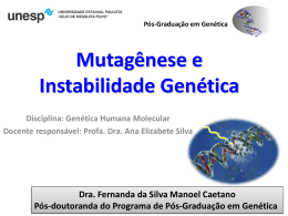 Mutagênese e Instabilidade Genética Dra. Fernanda da Silva Manoel Caetano