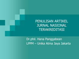 PENULISAN ARTIKEL JURNAL NASIONAL TERAKREDITASI Dr.phil. Hana Panggabean