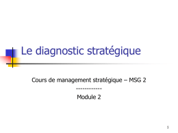 Le diagnostic stratégique Cours de management stratégique – MSG 2 ------------ Module 2
