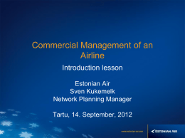 Commercial Management of an Airline Introduction lesson Estonian Air