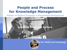 People and Process for Knowledge Management Learning Process &amp; Culture LOGO