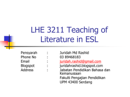 LHE 3211 Teaching of Literature in ESL
