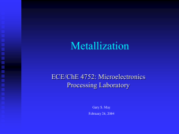 Metallization ECE/ChE 4752: Microelectronics Processing Laboratory Gary S. May