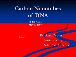 Carbon Nanotubes of  DNA By: Amit Dewan Justin Keeney