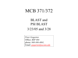MCB 371/372 BLAST and PSI BLAST 3/23/05 and 3/28