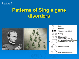 Patterns of Single gene disorders Lecture 2