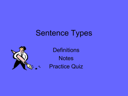 Sentence Types Definitions Notes Practice Quiz