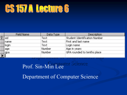 The Relational Model 1 Prof. Sin-Min Lee Department of  Mathematics and
