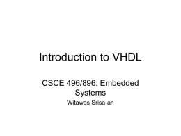 Introduction to VHDL CSCE 496/896: Embedded Systems Witawas Srisa-an
