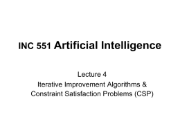Artificial Intelligence INC 551 Lecture 4 Iterative Improvement Algorithms &amp;