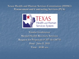 Texas Health and Human Services Commission (HHSC) Vendor Conference