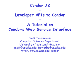 Condor J2 + Developer APIs to Condor A Tutorial on
