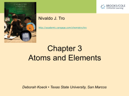 Chapter 3 Atoms and Elements Nivaldo J. Tro